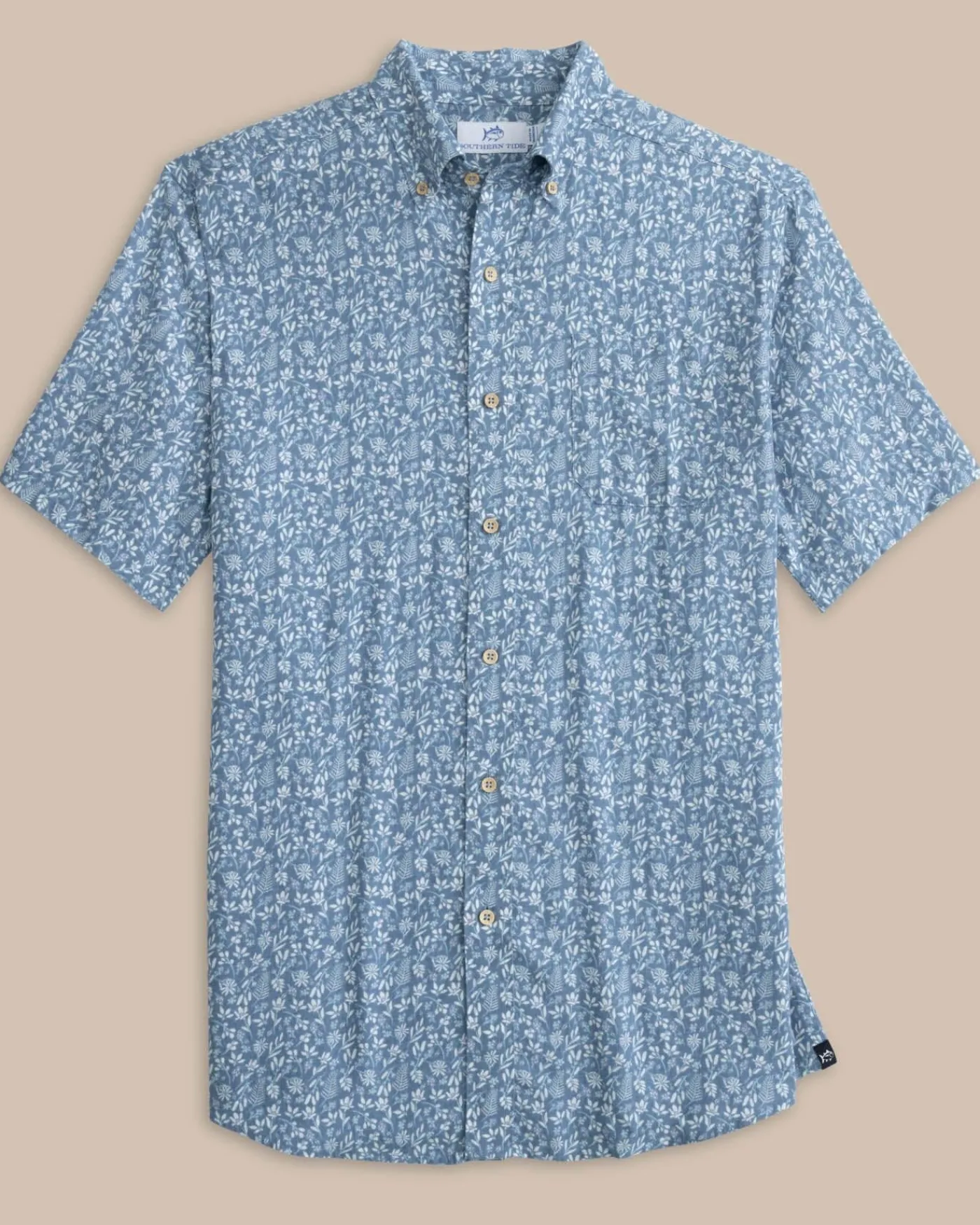 Best Sale Southern Tide Linen Rayon Ditzy Floral Short Sleeve Sport Shirt