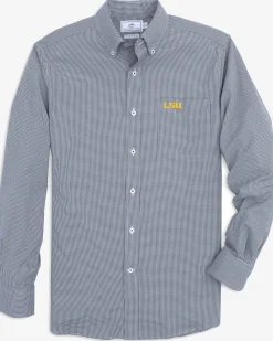 Sale Southern Tide Lsu Tigers Gingham Button Down Shirt Navy