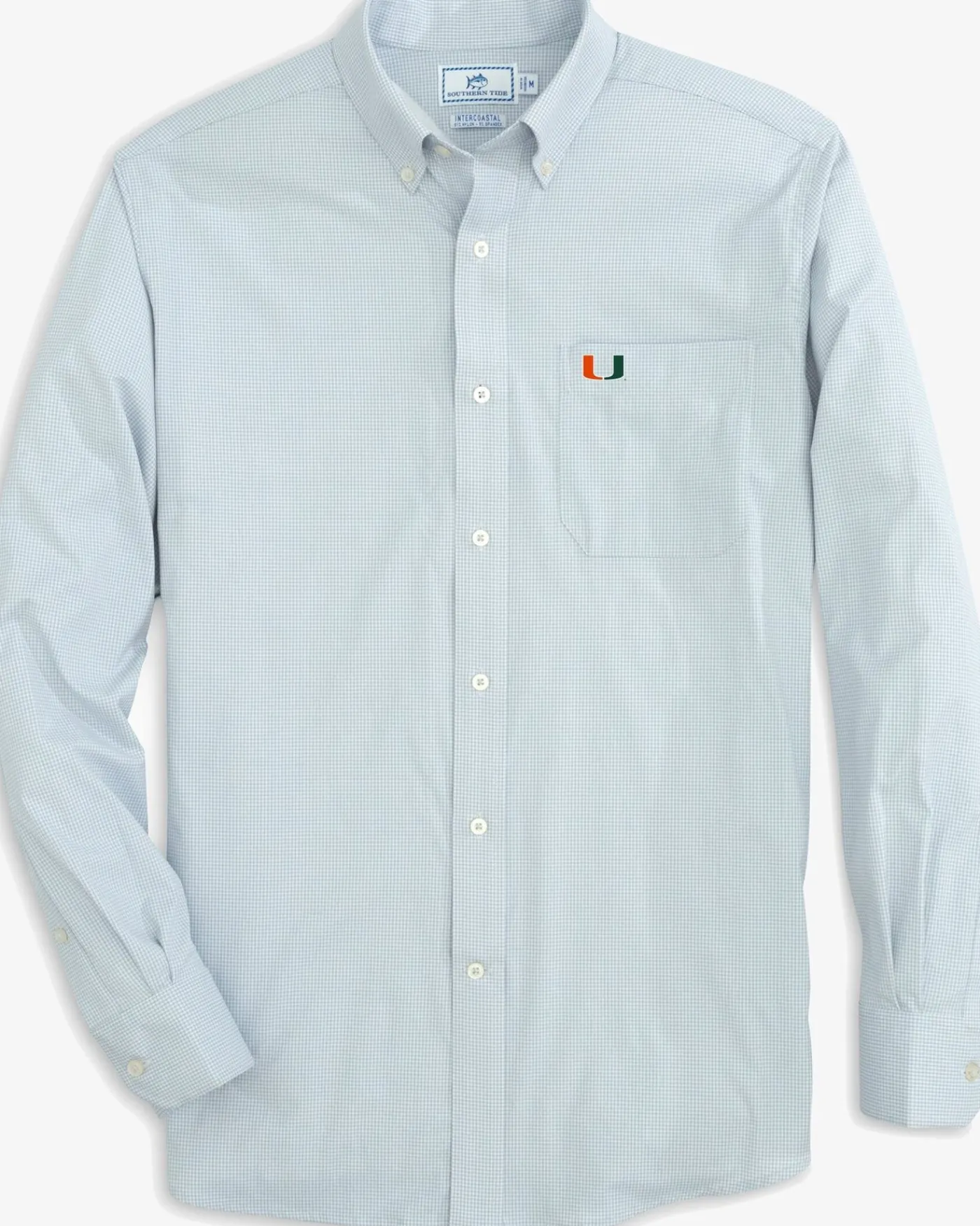 Cheap Southern Tide Miami Hurricanes Gingham Button Down Shirt