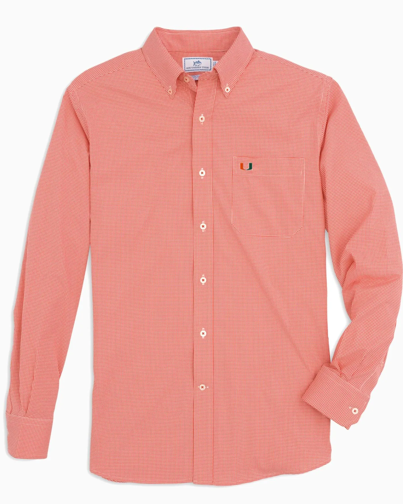 Cheap Southern Tide Miami Hurricanes Gingham Button Down Shirt