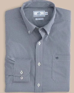 Cheap Southern Tide Micro Gingham Intercoastal Performance Sport Shirt True Navy