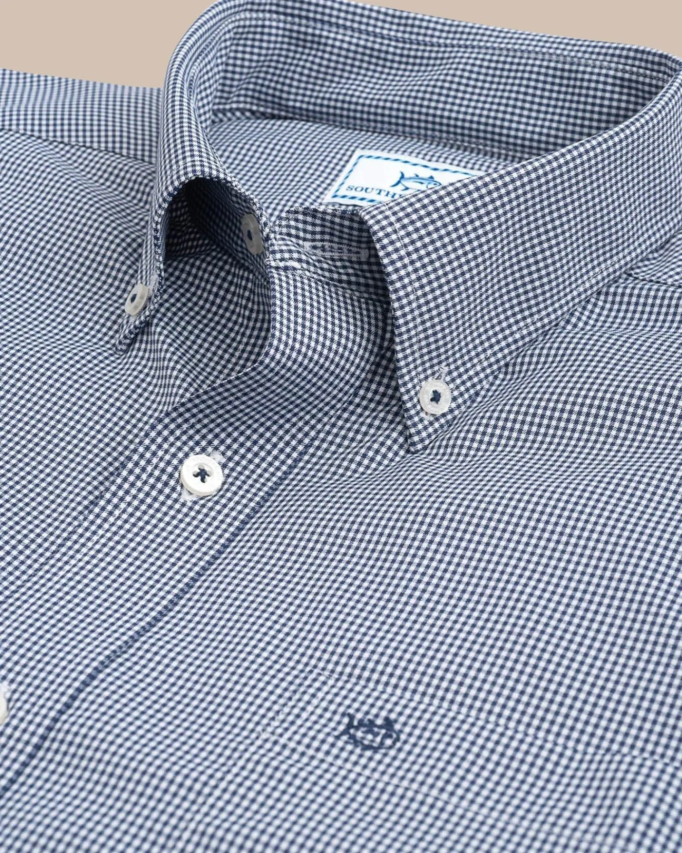 Cheap Southern Tide Micro Gingham Intercoastal Performance Sport Shirt True Navy