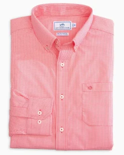 Cheap Southern Tide Micro Gingham Intercoastal Performance Sport Shirt True Navy