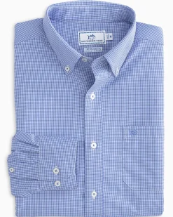 Cheap Southern Tide Micro Gingham Intercoastal Performance Sport Shirt True Navy