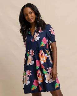 Store Southern Tide Mina Garden Splendor Tiered Dress Dress Blue