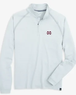 Best Sale Southern Tide Mississippi State Bulldogs Scuttle Heather Quarter Zip Heather Slate Grey