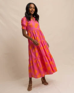 Sale Southern Tide Nadine Tiered Cotton Lawn Maxi Dress Camelia Rose Pink