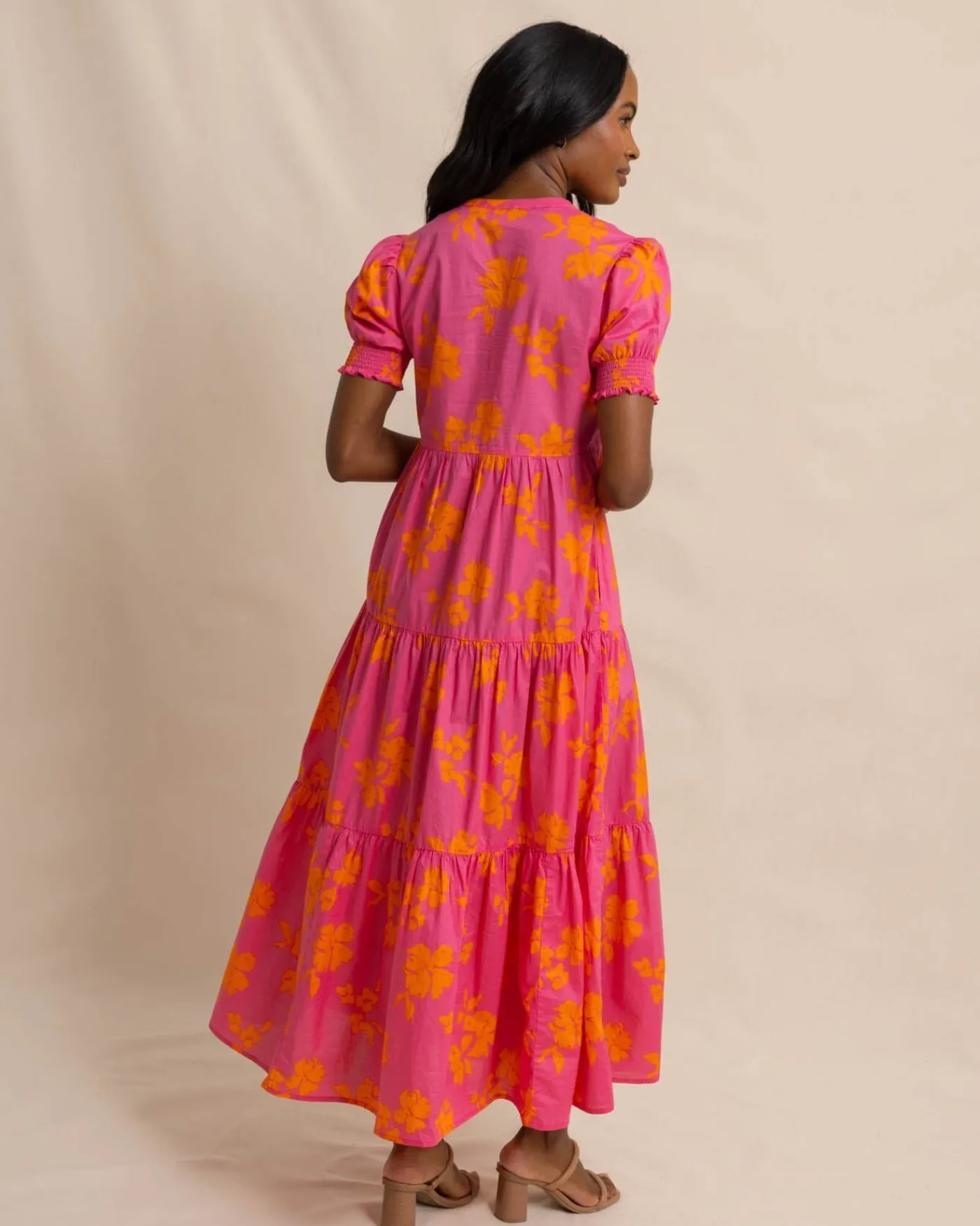 Sale Southern Tide Nadine Tiered Cotton Lawn Maxi Dress Camelia Rose Pink