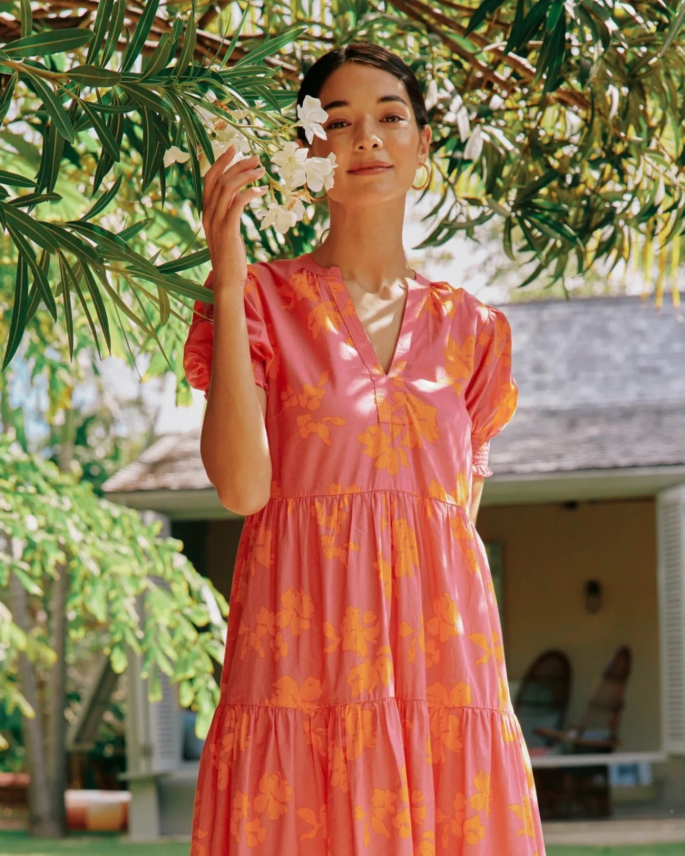 Sale Southern Tide Nadine Tiered Cotton Lawn Maxi Dress Camelia Rose Pink
