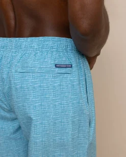 Clearance Southern Tide Painted Check Swim Trunk Wake Blue