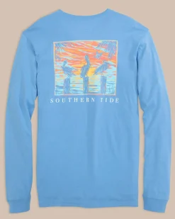Cheap Southern Tide Pelican Sunset Long Sleeve T-Shirt Ocean Channel