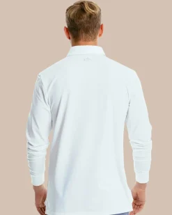 Sale Southern Tide Ryder Long Sleeve Performance Polo Shirt Classic White