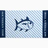 Best Southern Tide Skipjack Striped French Terry Beach Towel Classic White