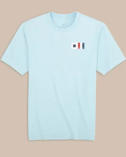 Store Southern Tide St Flag Left Chest Short Sleeve T-Shirt Chilled Blue