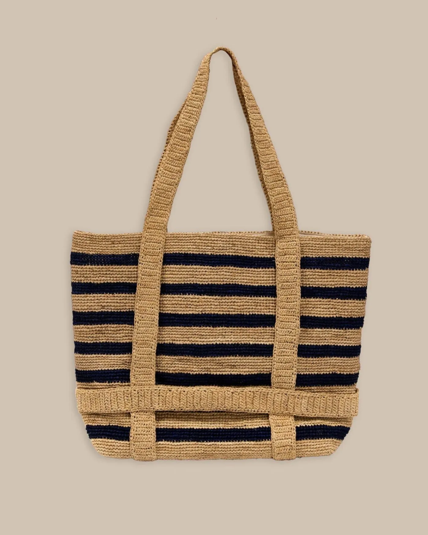 Fashion Southern Tide Striped Straw Hat Carrier Beach Tote Navy