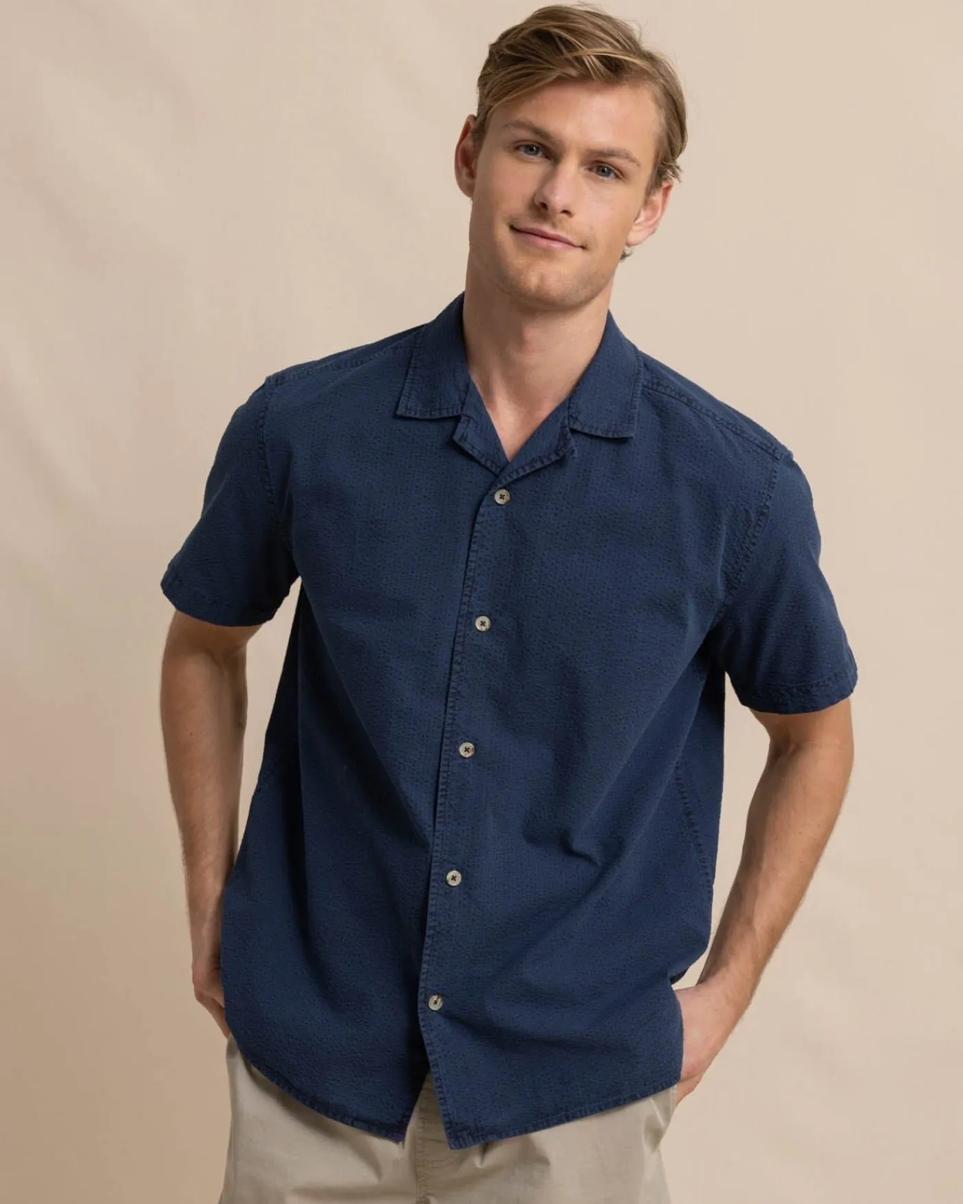 Clearance Southern Tide Sun Washed Seersucker Camp Short Sleeve Sport Shirt