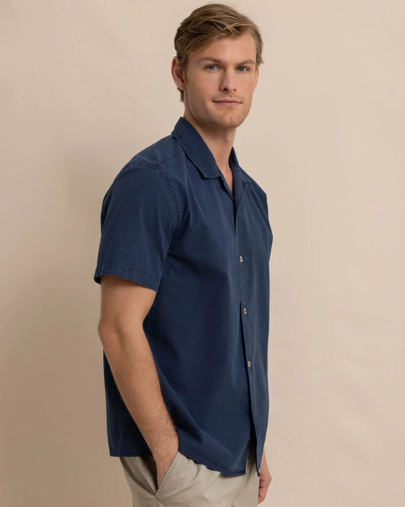 Clearance Southern Tide Sun Washed Seersucker Camp Short Sleeve Sport Shirt