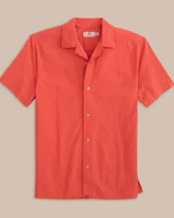 Clearance Southern Tide Sun Washed Seersucker Camp Short Sleeve Sport Shirt