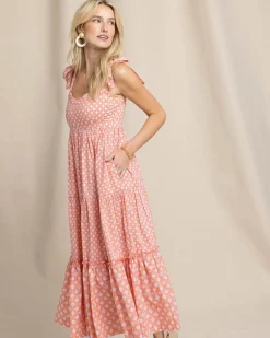 New Southern Tide Sylvi Sun Daze Geo Print Maxi Dress Conch Shell