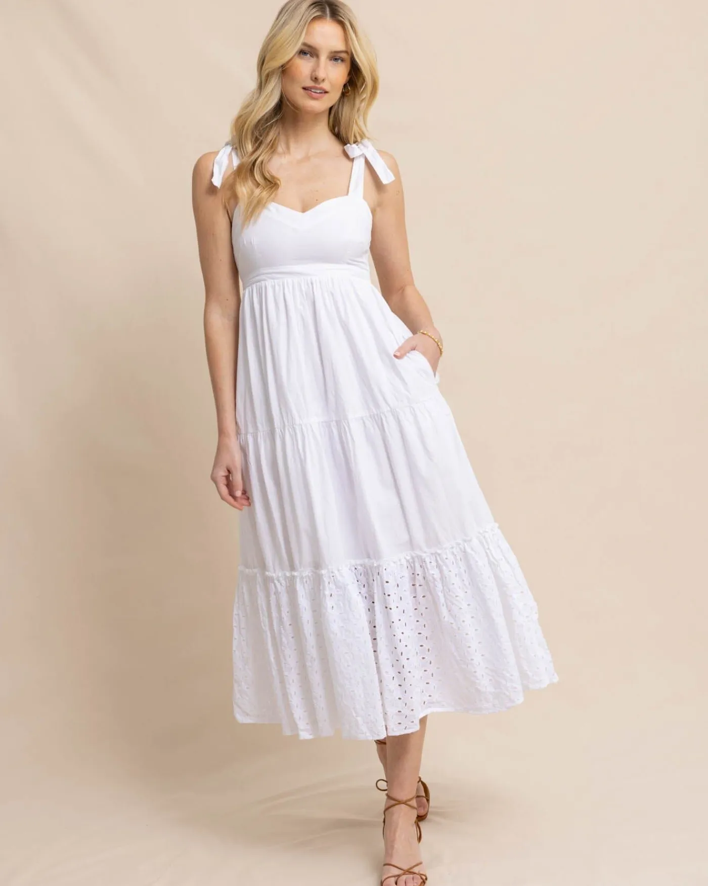 Outlet Southern Tide Sylvie Eyelet Maxi Dress Classic White