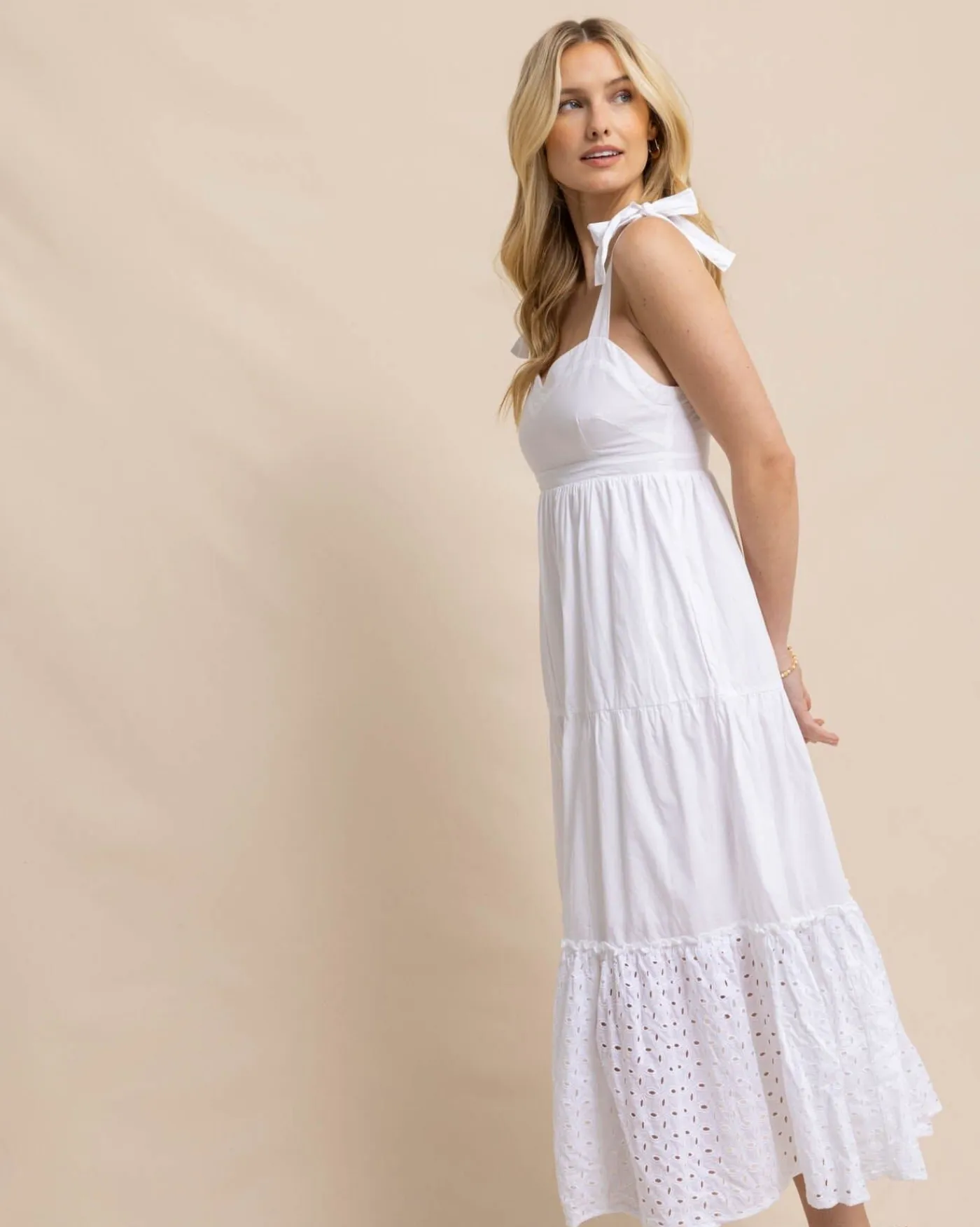 Outlet Southern Tide Sylvie Eyelet Maxi Dress Classic White