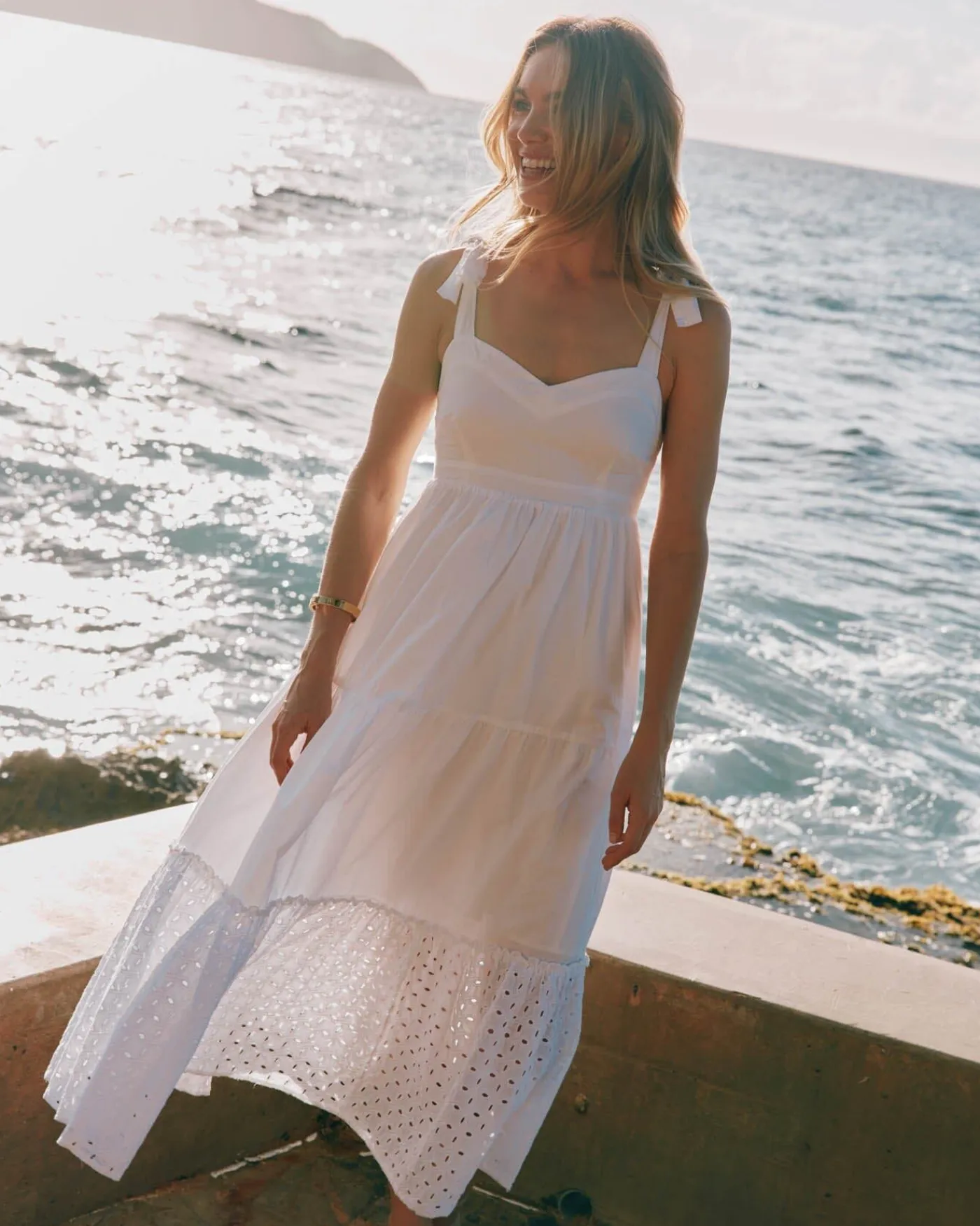 Outlet Southern Tide Sylvie Eyelet Maxi Dress Classic White
