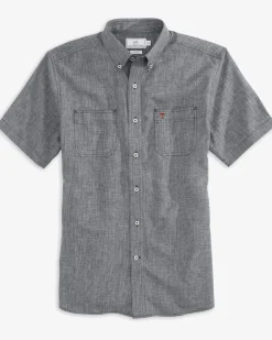 Outlet Southern Tide Texas Tech Red Raiders Short Sleeve Button Down Dock Shirt Polarized Grey