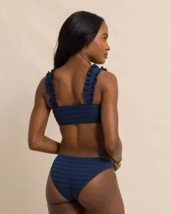 Hot Southern Tide Texture Ruffle Bikini Top Dress Blue