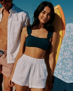 Hot Southern Tide Texture Ruffle Bikini Top Dress Blue