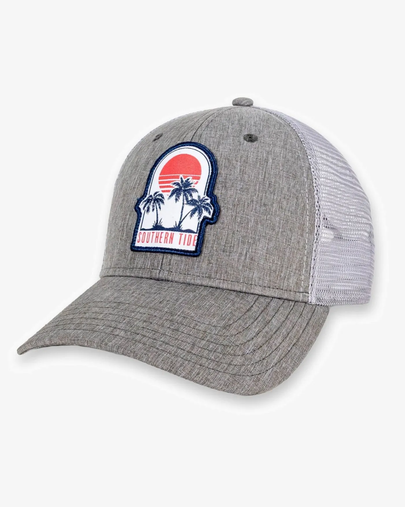 Best Southern Tide Three Palms Performance Trucker Hat Heather Khaki