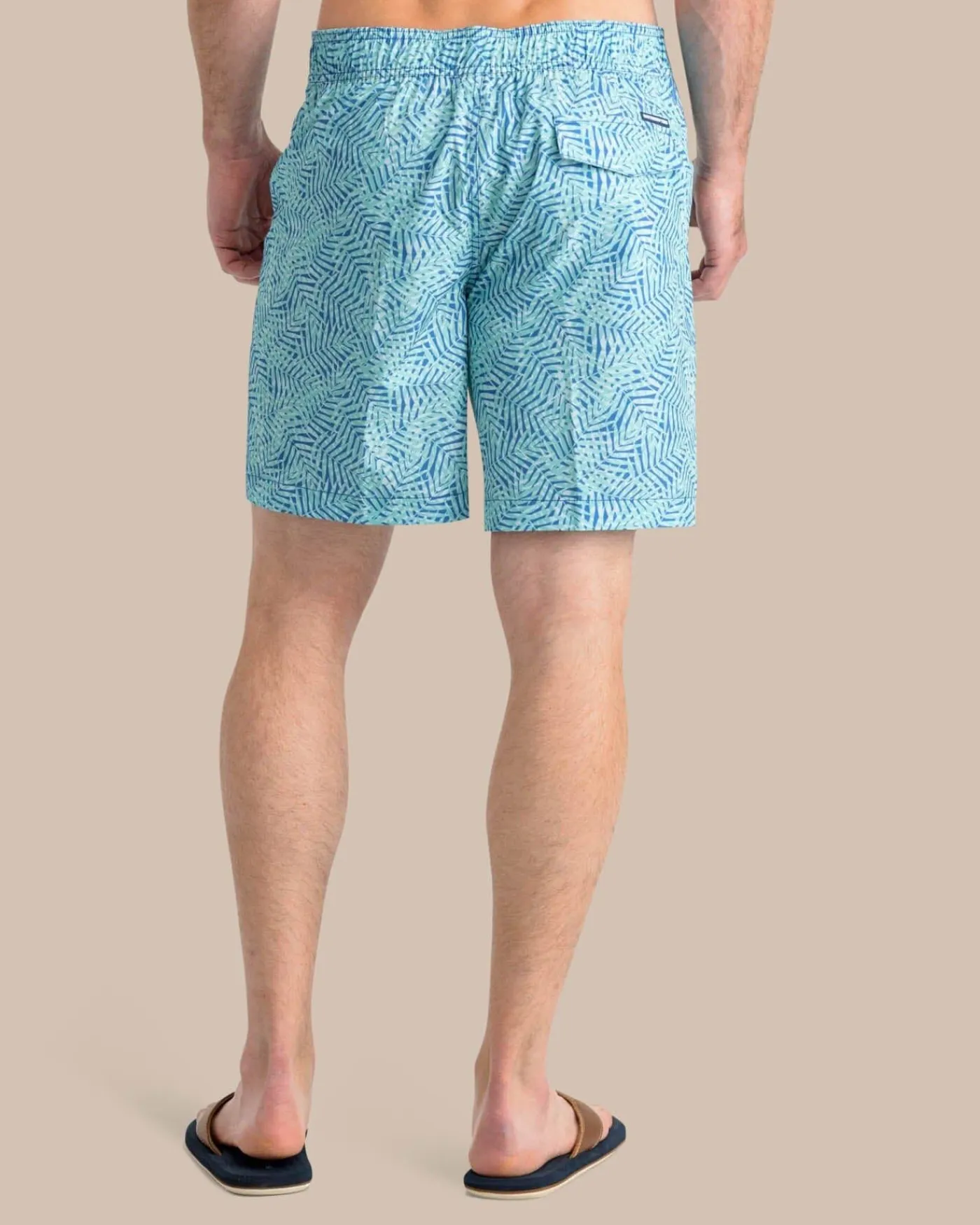 Store Southern Tide Vibin' Palm Printed Swim Short Atlantic Blue