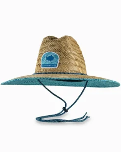 Store Southern Tide Vibin' Palm Straw Hat Atlantic Blue