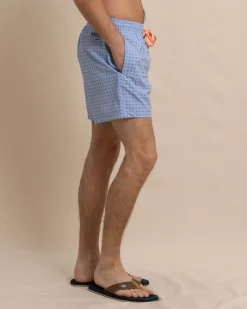 Hot Southern Tide White Lotus Swim Trunk Clearwater Blue