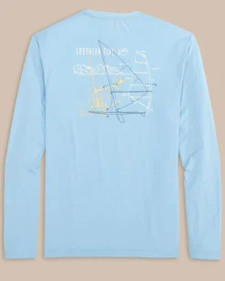 Discount Southern Tide Windsurfer Long Sleeve Performance T-Shirt Clearwater Blue