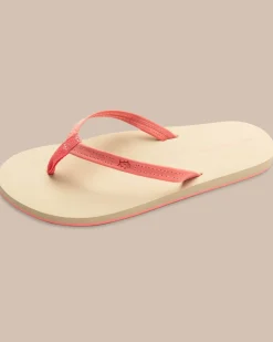 Outlet Southern Tide Womens Coral Leather Weekend Flipjacks Conch Shell