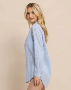 Cheap Southern Tide Wrenley Airy Cotton Tunic Clearwater Blue